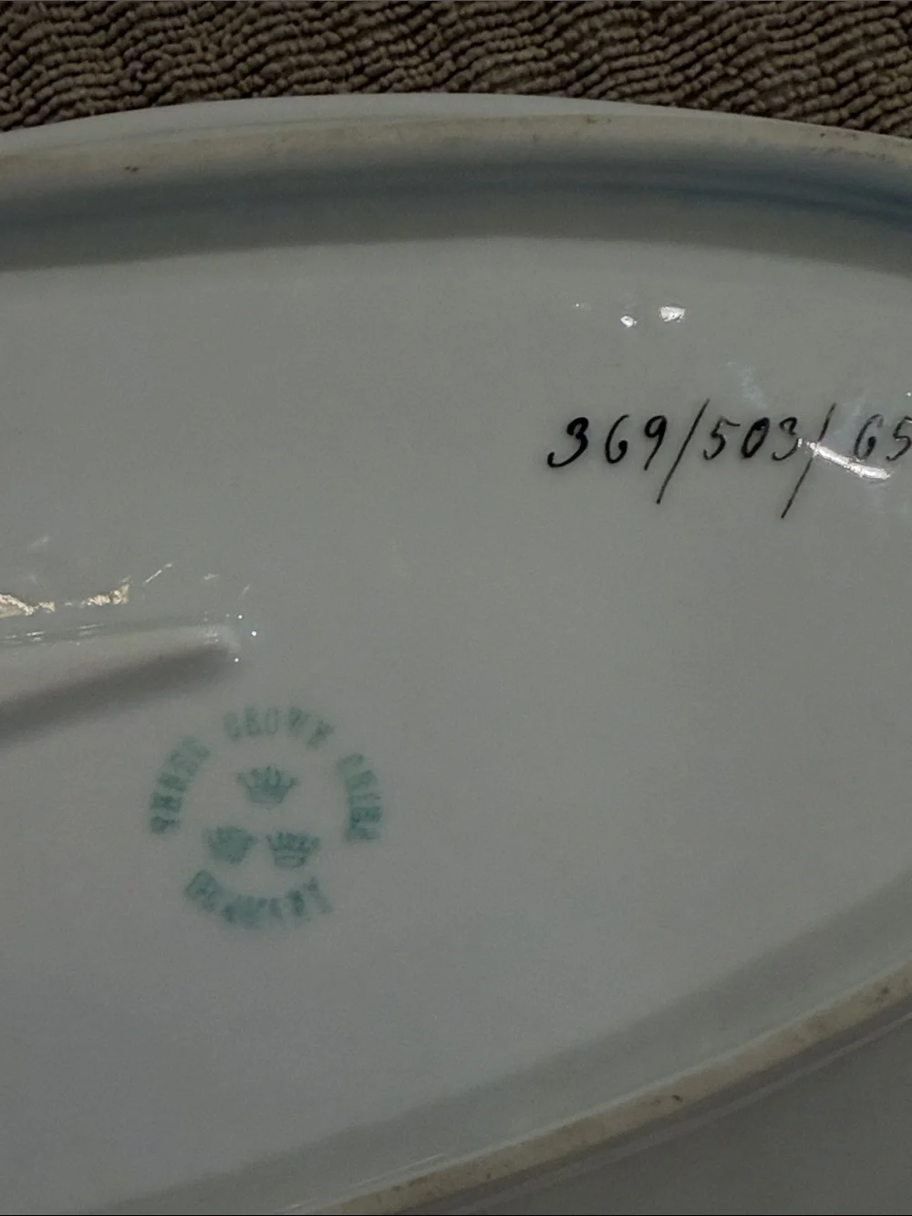 Antique Three Crown China Porcelain Relish Dish featuring a hand-paint Grapes